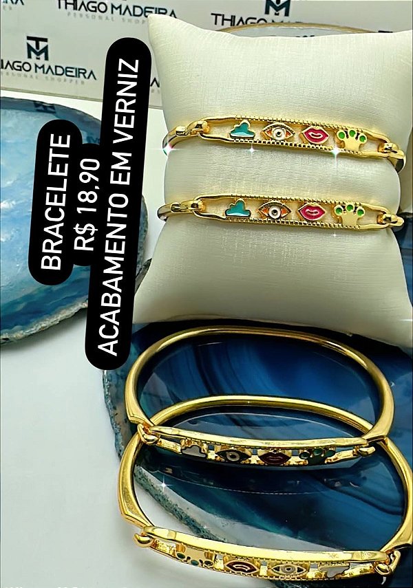 Bracelete com detalhes - 01 Unid - Banho De 02 Milésimos De Ouro 18K