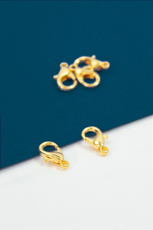 Fecho Lagosta 10mm Ouro - 100pçs