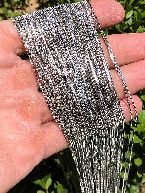 Corrente Veneziana 0,80Mm Banho Ródio Branco - 1 Metro