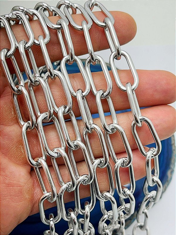 Corrente Cadeado Longa Arame 2,5Mm  - Alumínio Níquel - 1 Metro