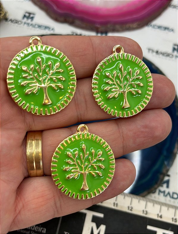 Pingente Arvore Da Vida Resinado Ouro - 01 Unid