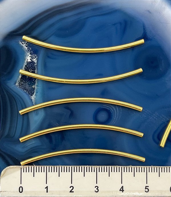 Tubo Metal 2X50Mm - Banho De 02 Milésimos De Ouro 18K - 10Pçs