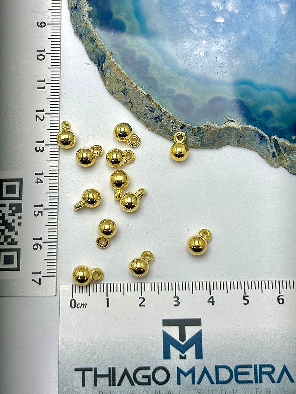 Entremeio Bolinha 5mm ouro - 30Pçs