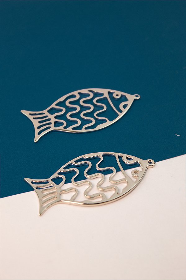 Pingente Peixe Níquel Branco - 01 Unid