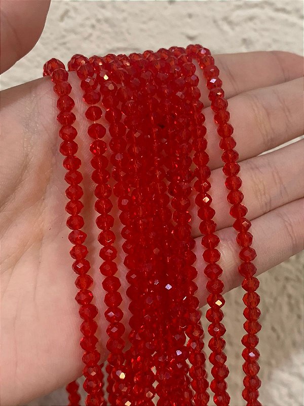Cristal 4Mm Vermelho Translucido - 4Mm - 01 Fio