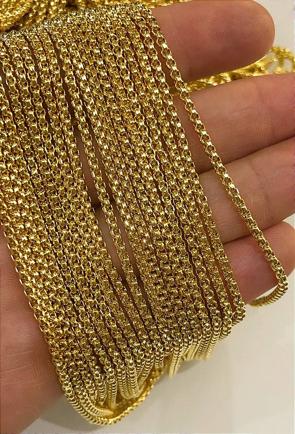 Corrente Veneziana Redonda 2Mm - Banho Ouro Camada 2 Milésimos Com Verniz italiano - 1 Metro
