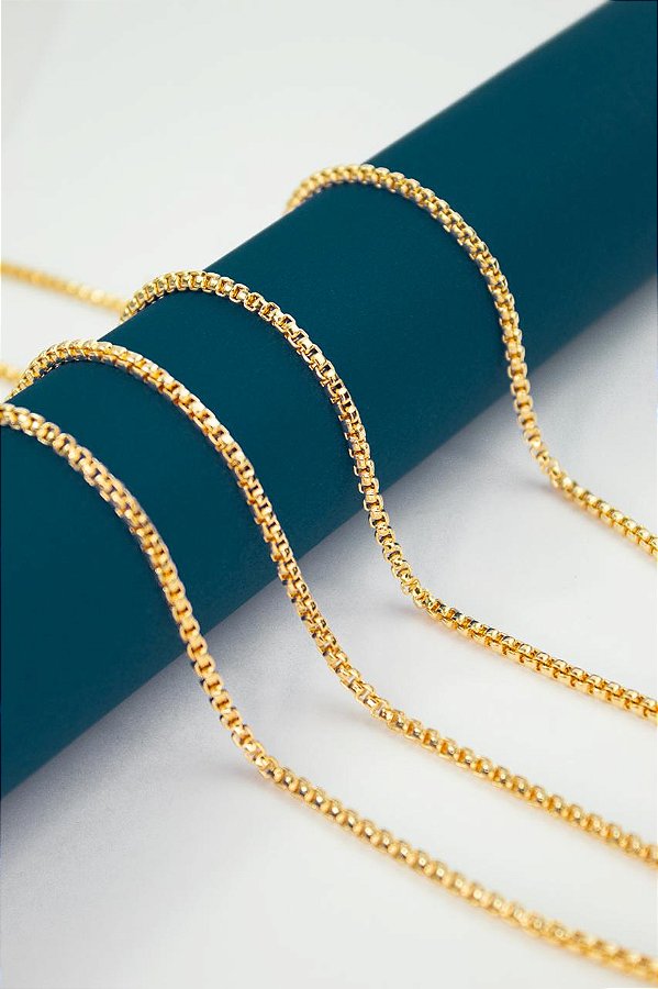 Corrente Veneziana Redonda 2Mm - Banho Ouro Camada 2 Milésimos Com Verniz italiano - 1 Metro