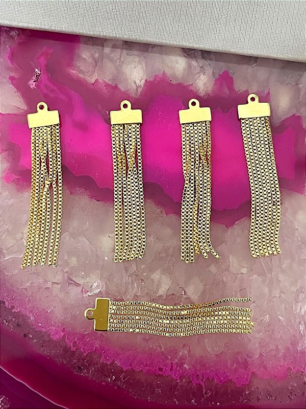 Franja Para Brinco - O Par - Banho De 02 milésimos de ouro 18k