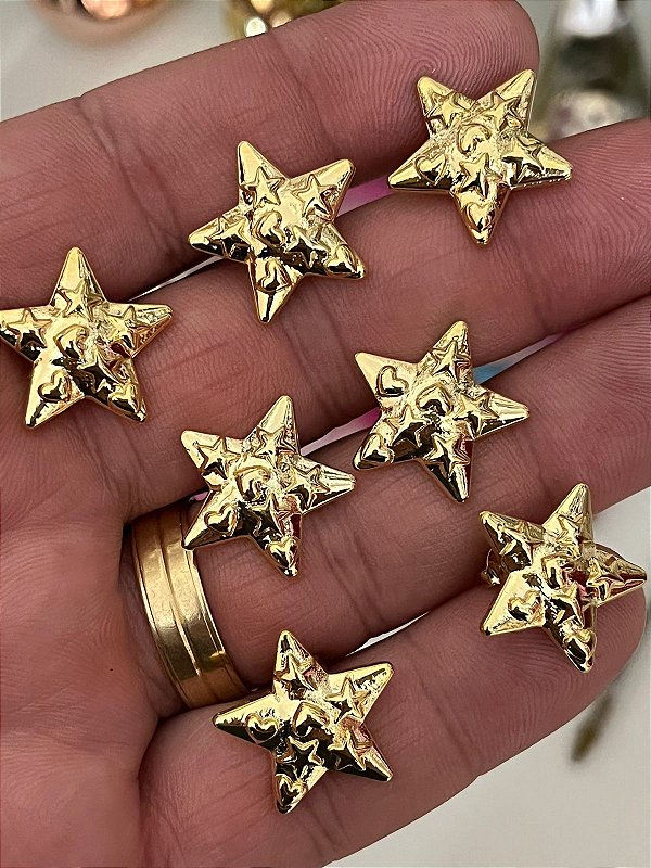 Brinco Estrela - O Par - Banho De 02 Milésimos De Ouro 18K