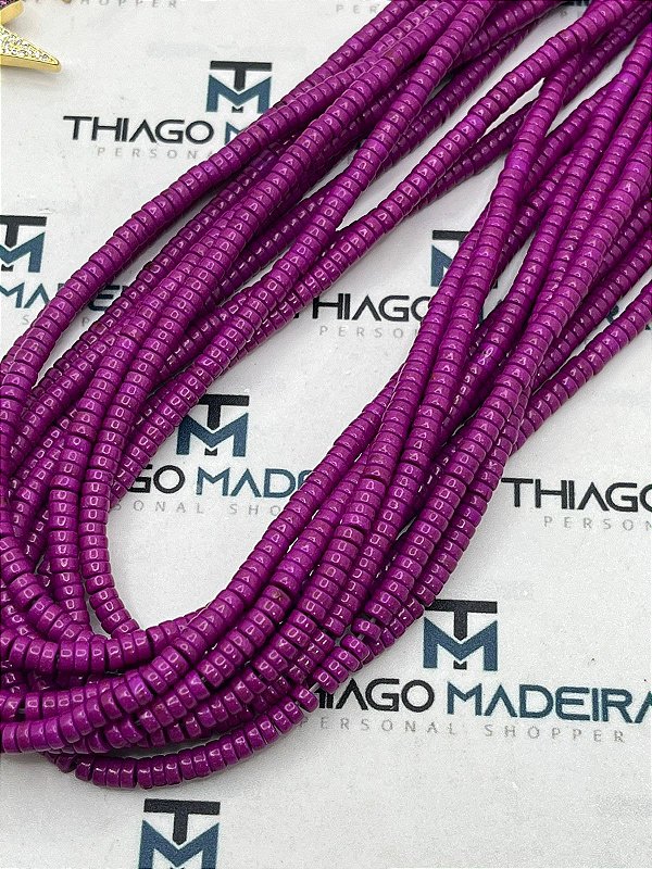 Fio Pedra Howlita Disco 4Mm Roxo - 40Cm - O Fio