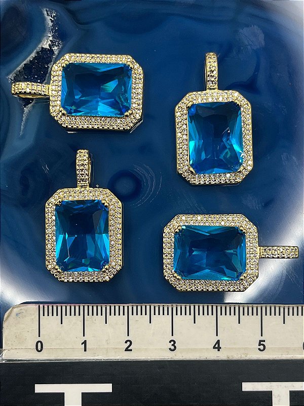 Pingente Quadrado Zirconia Semijoia - 01 Unid