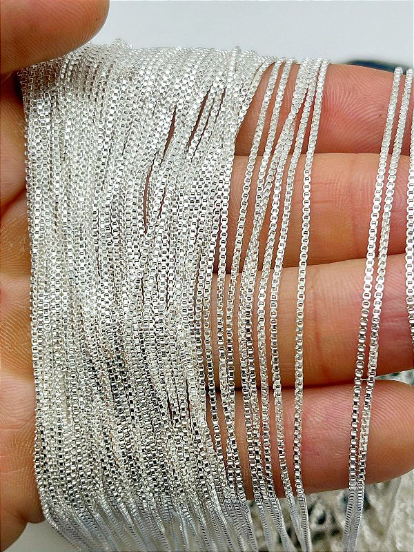 Corrente Veneziana Prata 0,90Mm - Banho Camada 50 Milesimos De Prata 925 Com Verniz - 1 Metro