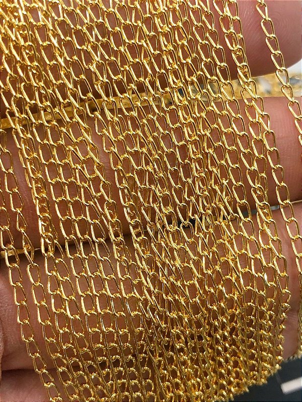 Corrente Grume Fina - Tipo Pingo Banhada Ouro 2 Milésimos - Arame 0,50Mm - Semijoia
