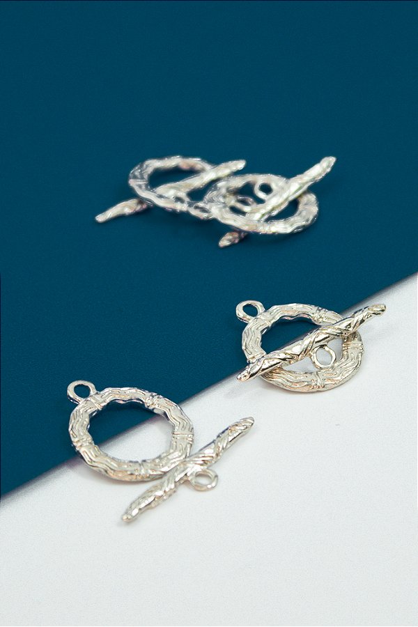 Fecho T Detalhado - 01 Unid - Níquel Branco