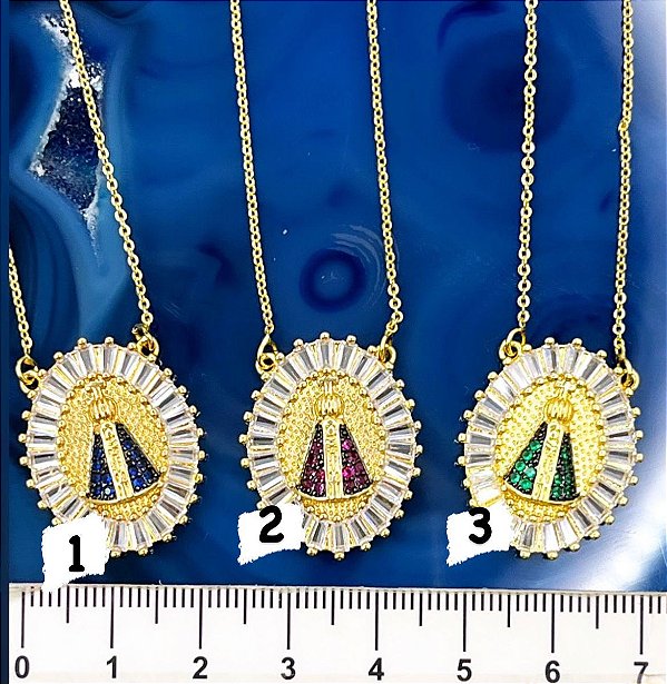 Colar Nossa Senhora Aparecida - 01 unid - Banho De 03 Milesimos De Ouro 18K