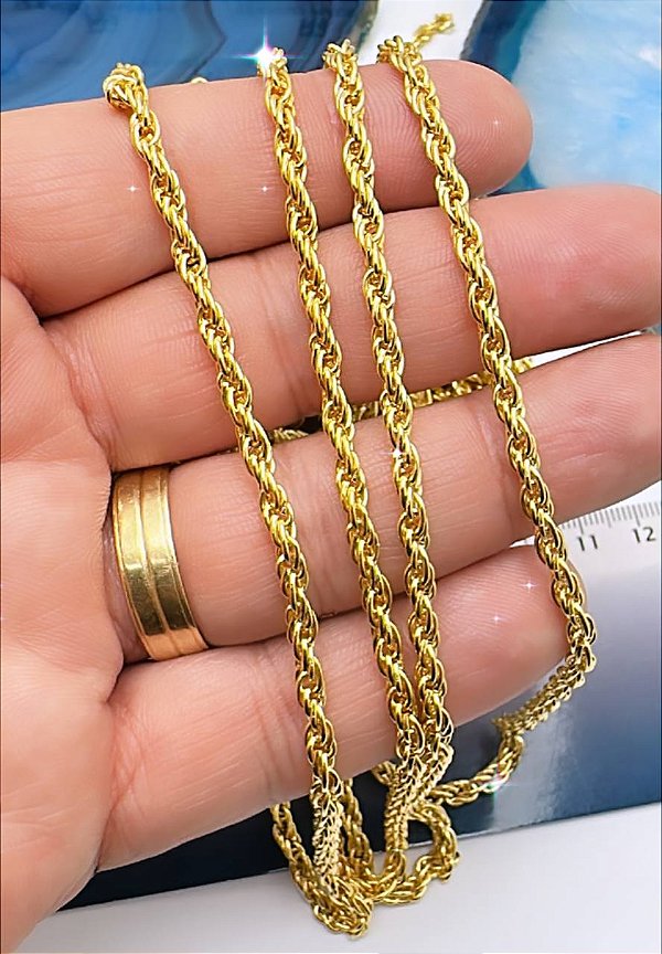 Corrente Torcida Cordão baianao Banho 2 Milésimos Ouro com verniz - 1 Metro