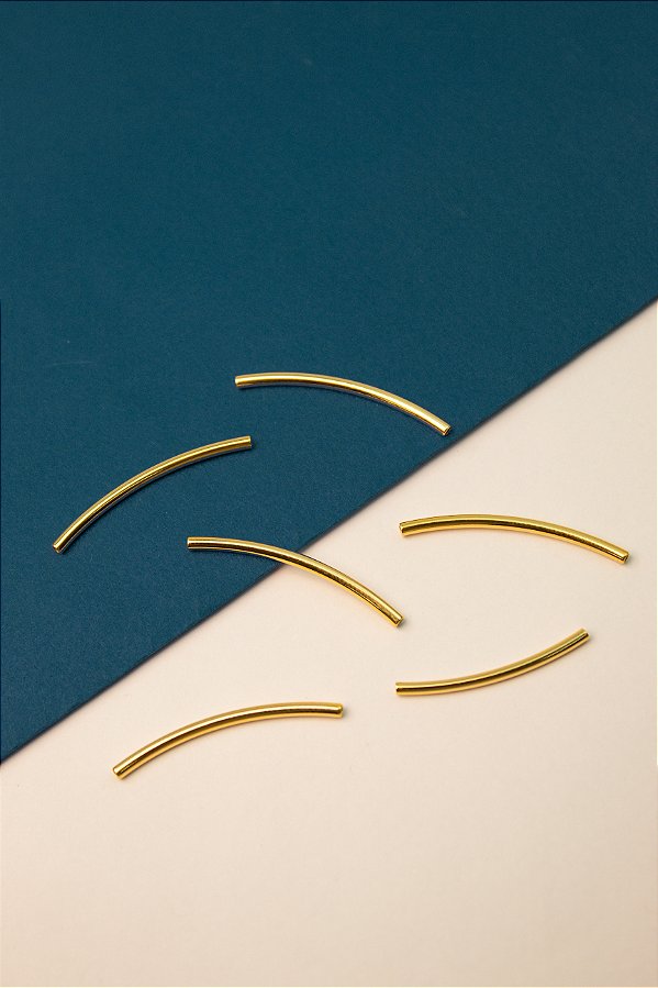 Entremeio Tubo Curvado 2X33Mm Ouro - 10Pçs