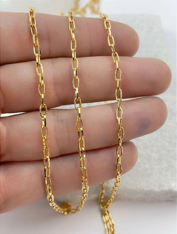 Corrente Cartier Arame 0,80Mm - Banho Ouro Camada 2 Milésimos Com Verniz Protetivo - 1 Metro