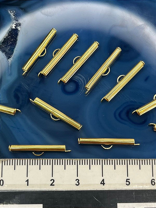 Trilho Ou Canaleta 23X2Mm - 10 Unid - Banho De 02 Milésimos De Ouro 18K