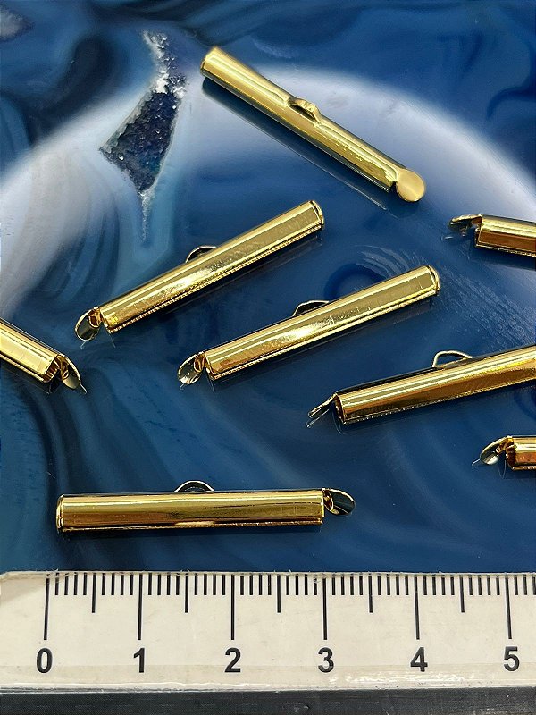 Trilho Ou Canaleta 30X3Mm - 10 Unid - Banho De 02 Milésimos De Ouro 18K