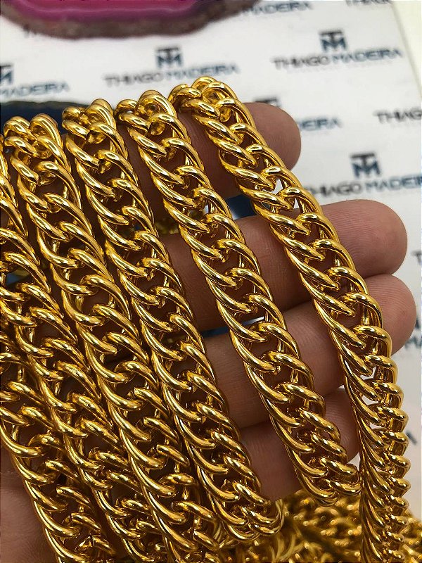 Corrente Dupla Arame 2,0mm - Alumínio Banho Ouro anodizado - 1 metro
