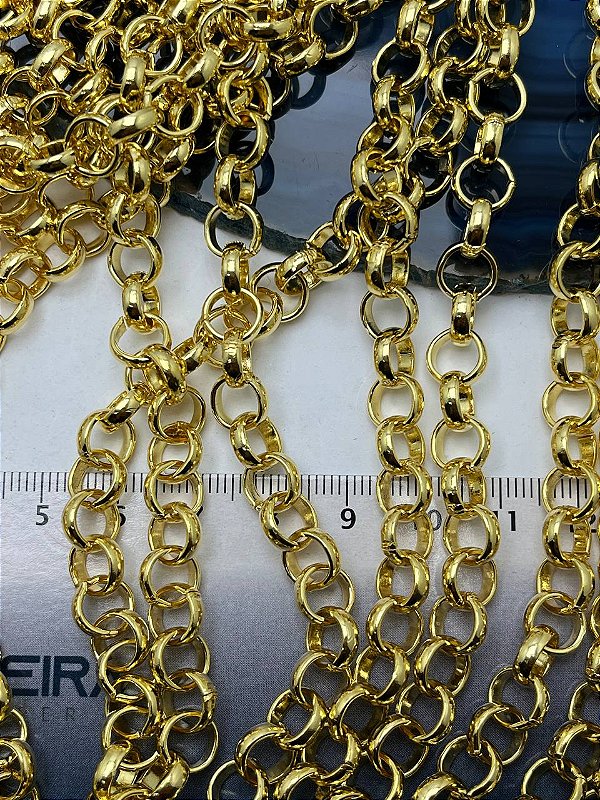 Corrente Guarana Portuguesa Grossa Arame 2,0mm - Banho Ouro 2 Milésimos camada - 1 metro