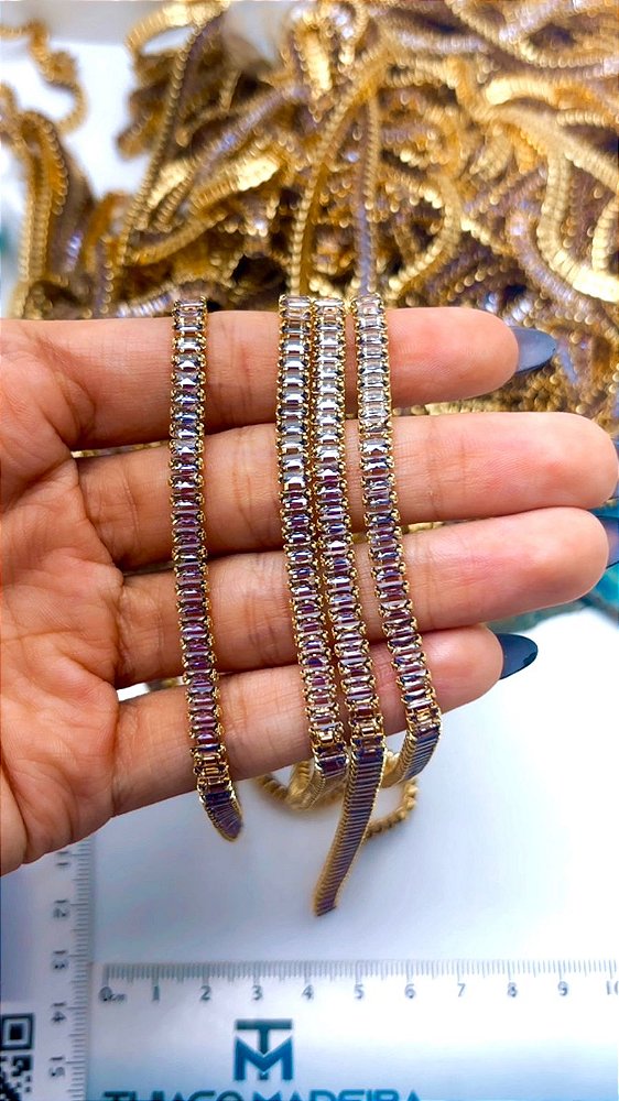 Corrente Riviera Roxa Ouro 18K - O metro