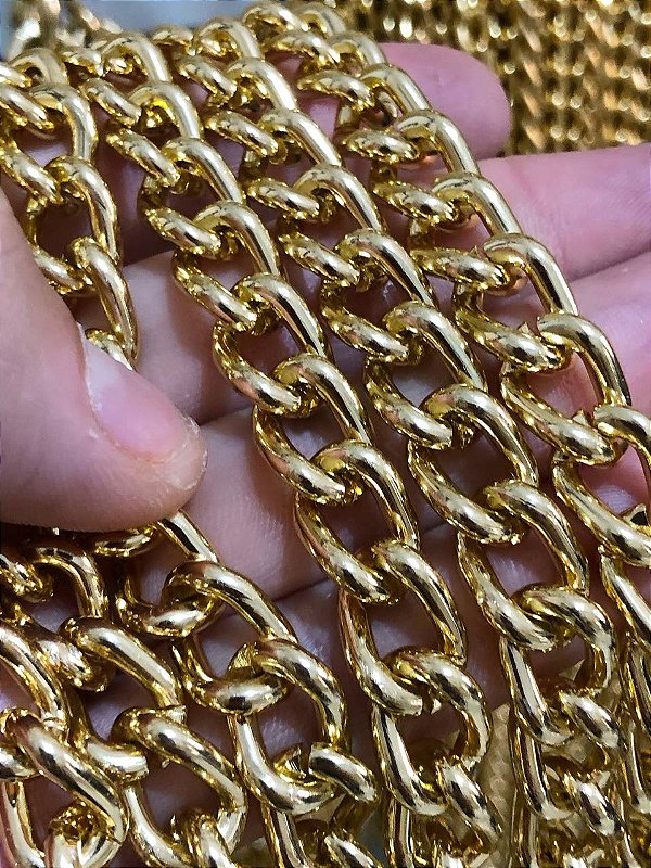 Corrente Grume 3,0Mm Lisa - Alumínio Ouro - 1 Metro