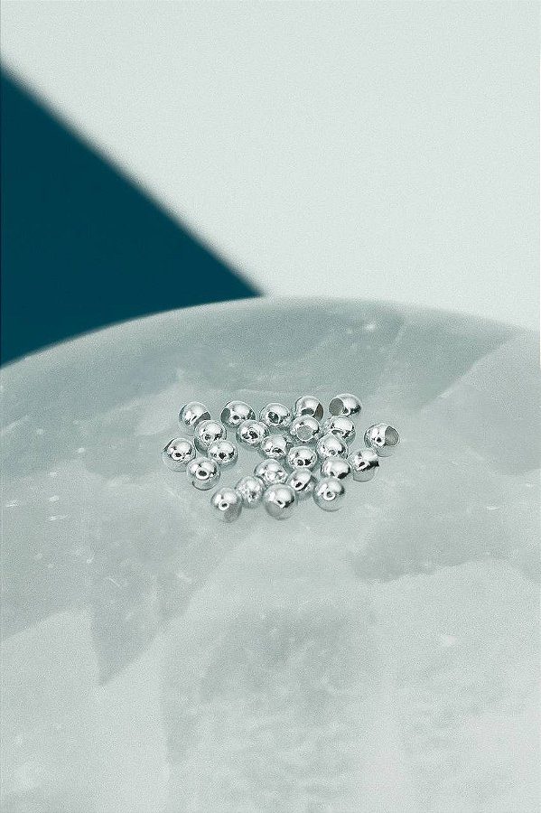 Entremeio Bolinha 2mm Prata - 100 Pçs