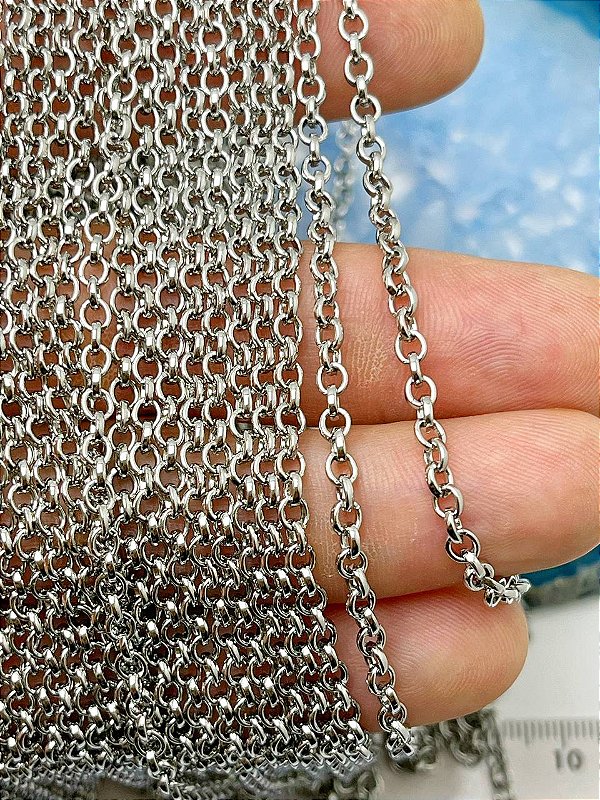 Corrente Aço Inox Elo Portugues Guarana Codigo 643 Arame 0,90Mm - 1 Metro - Nao Escurece Nunca