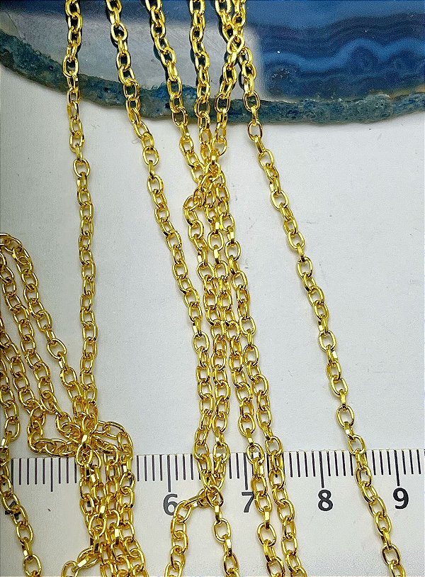 Corrente Guarana Pequena 0,55Mm  Banho Ouro 2 Milésimos Elo Portugues - Com Verniz Protetivo - 1 metro
