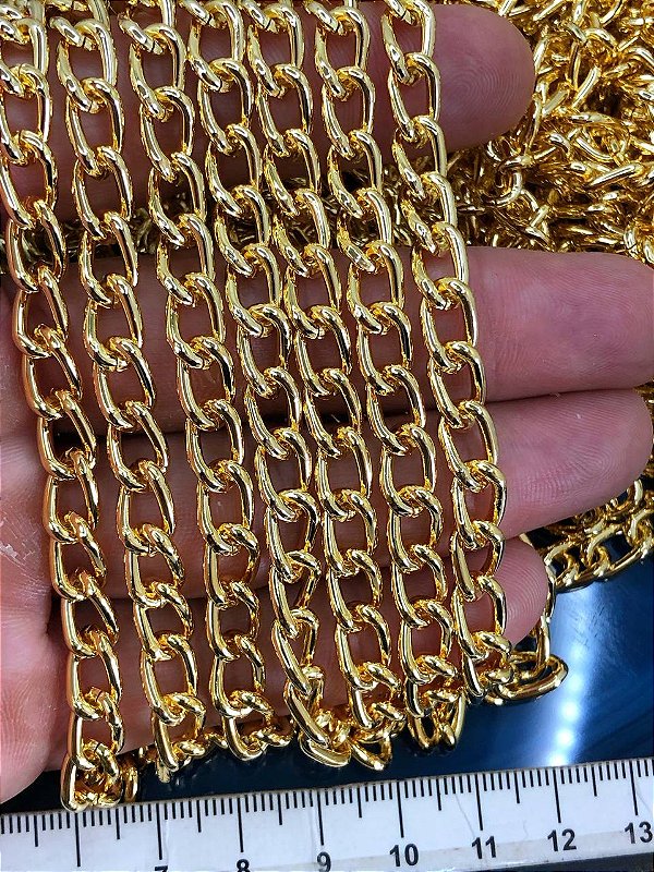 Corrente Grume 2,0Mm Lisa - Banhada Ouro 2 Milésimos Com Verniz Protetivo - 1 Metro
