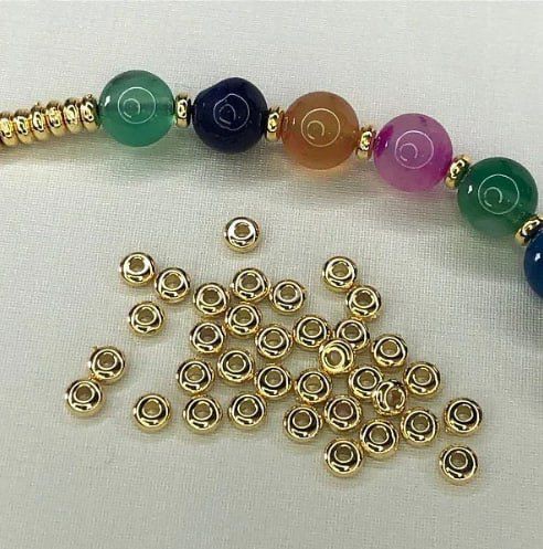 Entremeio Rondele 4Mm Abs - 1000Pçs - Banho De 02 Milésimos De Ouro 18K