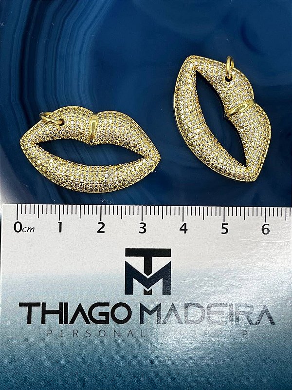 Pingente Boca Cravejada Semijoia - 01 Unid