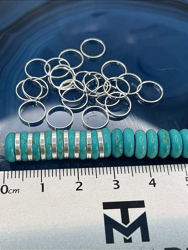 Entremeio Disco Rondele 8Mm Metal 1000Pçs - Banho De 50 Milesimos De Prata - 01Pct