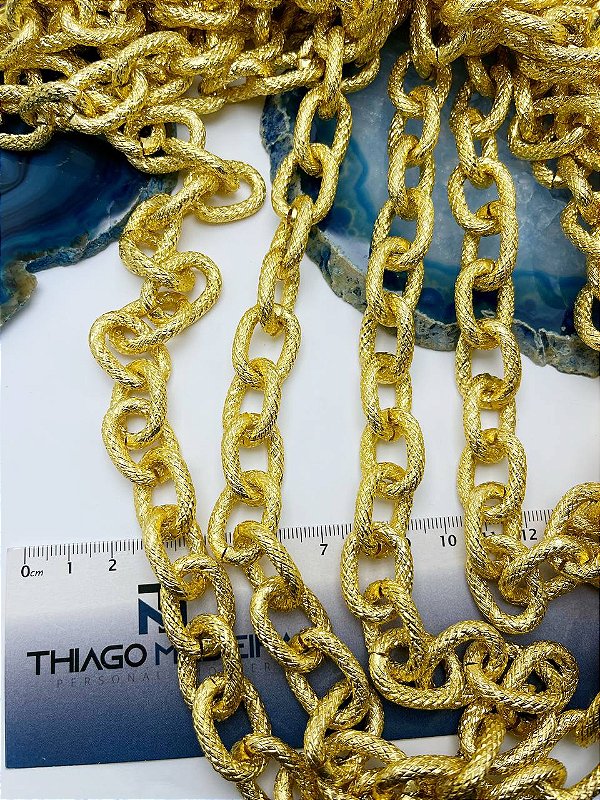 Corrente Cadeado Grossa Arame Trabalhado 4Mm * Alumínio Ouro Anodizada
