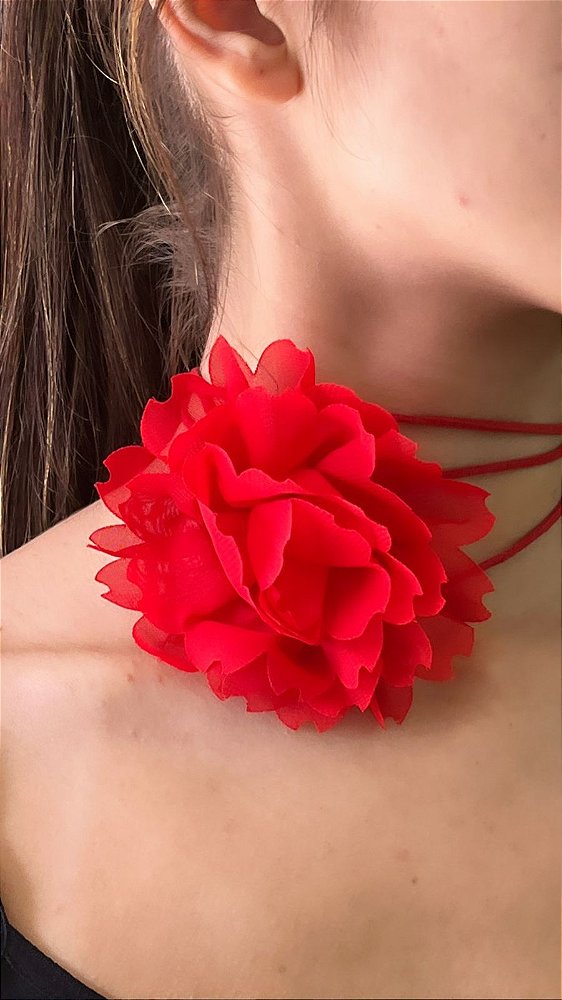 Colar Flor Tecido