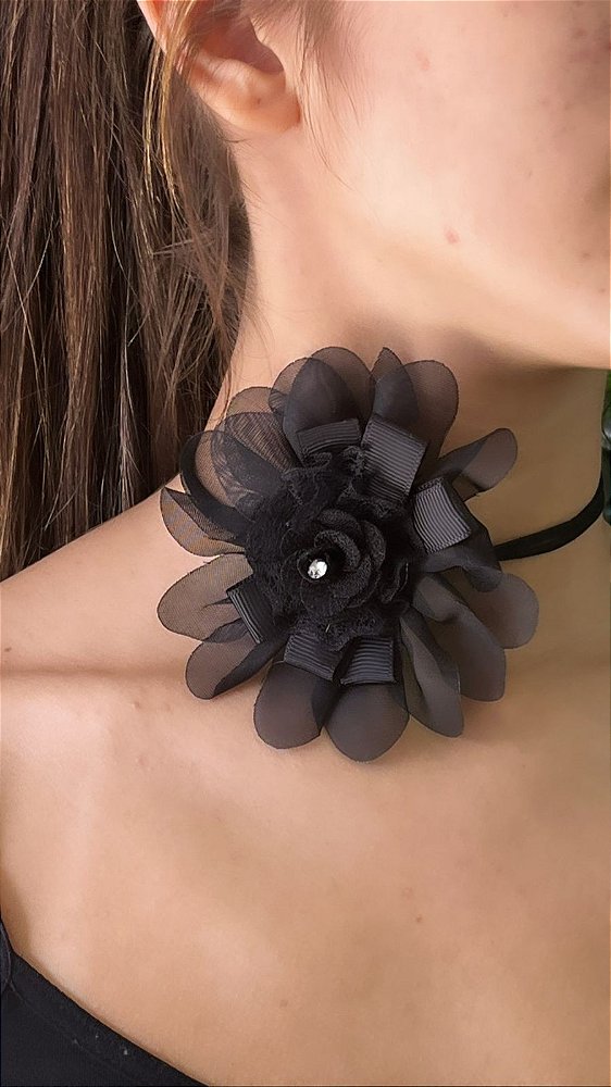 COLAR FLOR TECIDO
