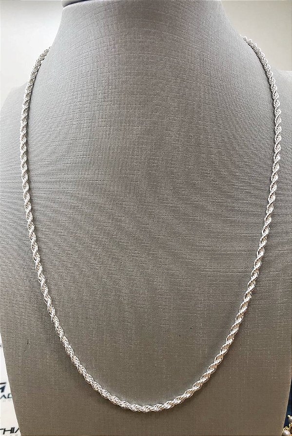 Colar Cordão baiano 45cm mais alongadora - 50 milésimos de PRATA 1000 Semi joia