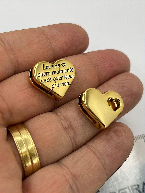 Pingente Coracao Passante Ouro 17Mm - 01Unid