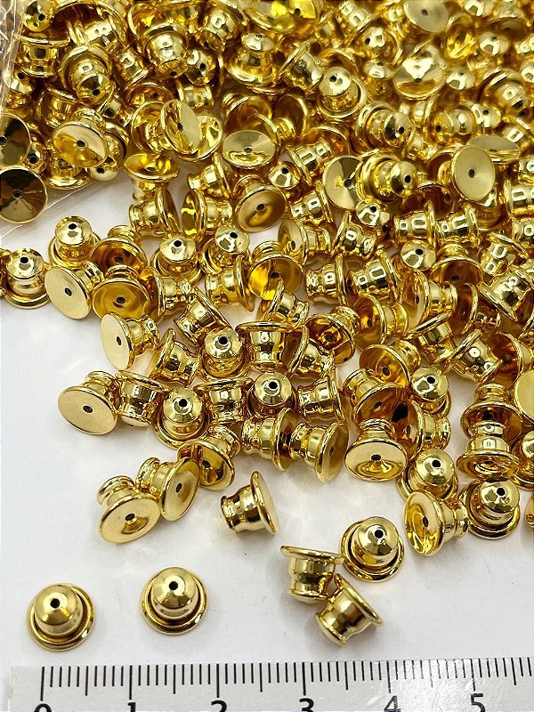 Tarraxa Americana - Banho De 03 Milesimos De Ouro 18K - 10Pçs