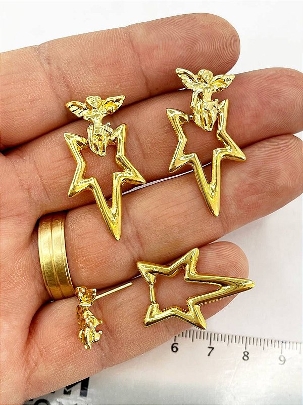 Brinco Anjo - O Par - Banho De 02 Milésimos De Ouro 18K