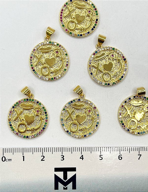 Pingente Mandala Com Zirconia colorida - 01 Unid