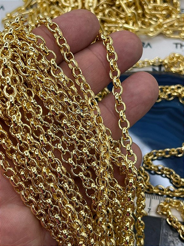 Corrente Guaraná Média Ferro ⚠️ Banho Ouro 18K Camada 2 Milésimos Com Verniz 😍🥰 - Elo Portuguesa