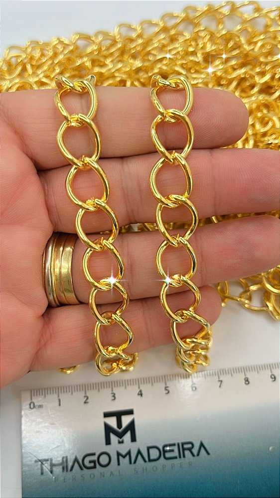 Corrente Elo Longo - Banho De 02 Milesimos De Ouro 18K - O Metro