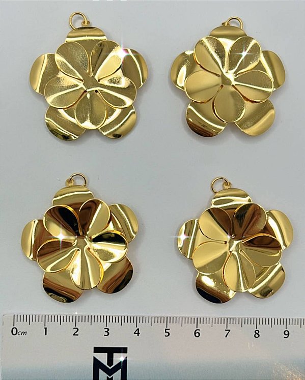 Pingente Flor - Banho De 02 Milesimos De Ouro 18K - 01 Unid