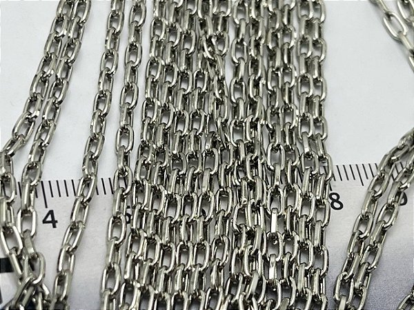 Corrente Cartier 0,60Mm Níquel Branco - Corrente De Ferro Com Elo Aberto - 1 Metro