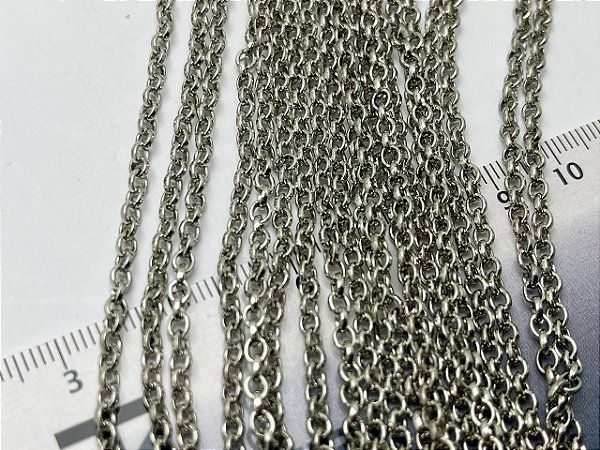 Corrente Guaraná Portuguesa 0,50Mm Níquel Branco - Corrente De Ferro Com Elo Aberto - 1 Metro