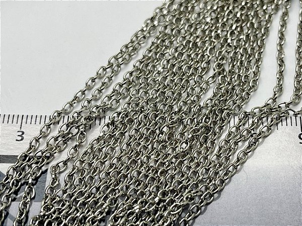 Corrente Guaraná Portuguesa 0,40Mm Níquel Branco - Corrente De Ferro Com Elo Aberto - 1 Metro