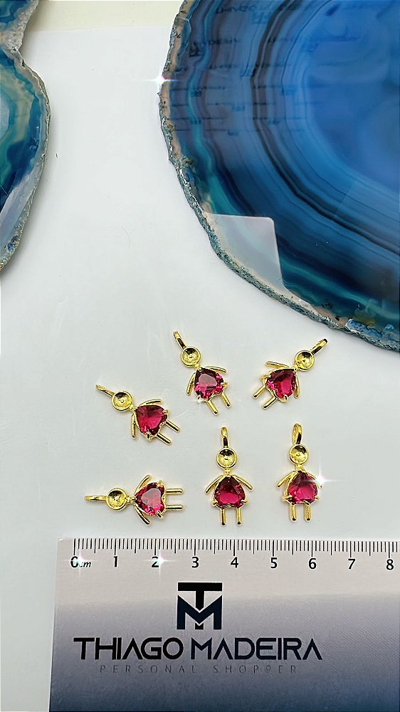 Pingente Menina Com Zirconia Ouro - 01 Unid